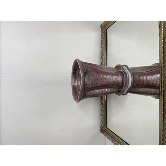 Unique Vintage Purple Gray Signed Pottery Vase - Picture 9 of 10